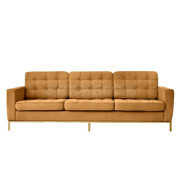 Florence Knoll Style Sofa With Brass Base (3 seater)