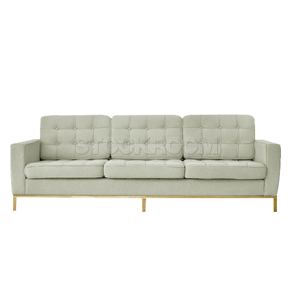 Florence Knoll Style Sofa With Brass Base (3 seater)