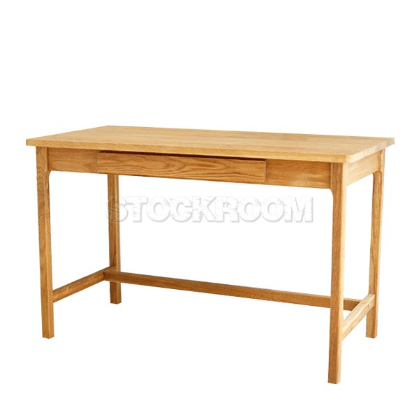 Fulvio Solid Oak Wood Desk with Drawer