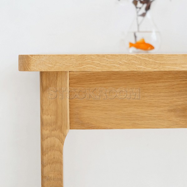 Fulvio Solid Oak Wood Desk with Drawer