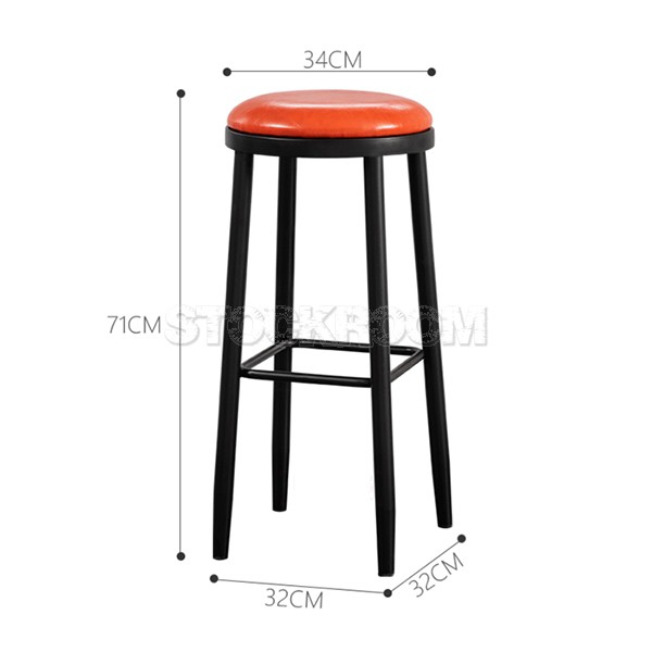 Gable Industrial Style Upholstered Metal Bar Stool