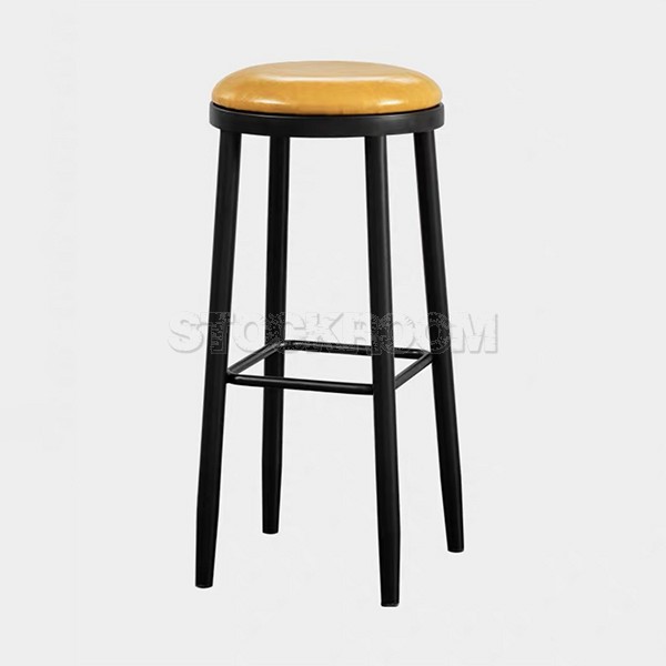 Gable Industrial Style Upholstered Metal Bar Stool