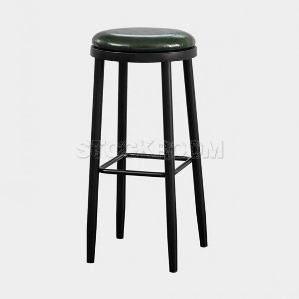 Gable Industrial Style Upholstered Metal Bar Stool