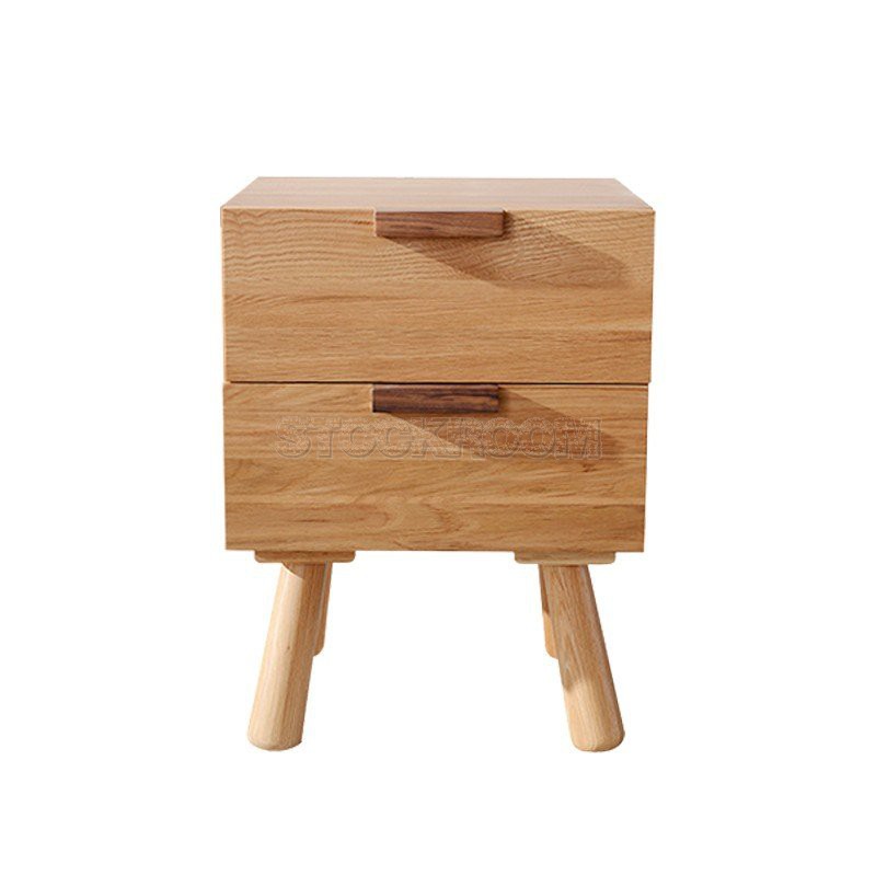 GENEVA Oak Wood Bedside Table