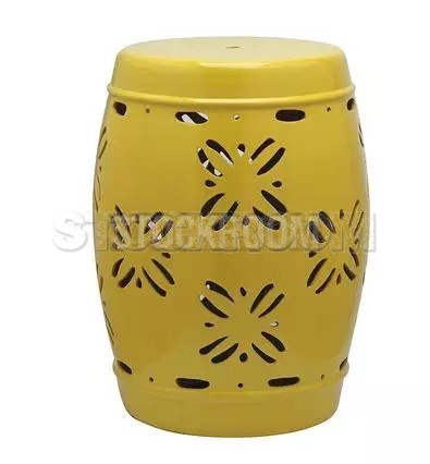 GRAND DRUM / STOOL - GEOMECTRIC FLOWER PATTERN