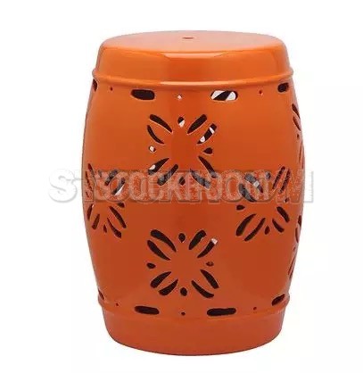 GRAND DRUM / STOOL - GEOMECTRIC FLOWER PATTERN