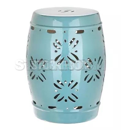 GRAND DRUM / STOOL - GEOMECTRIC FLOWER PATTERN