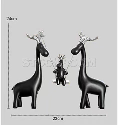 Golden Horn Deer Family Decoration