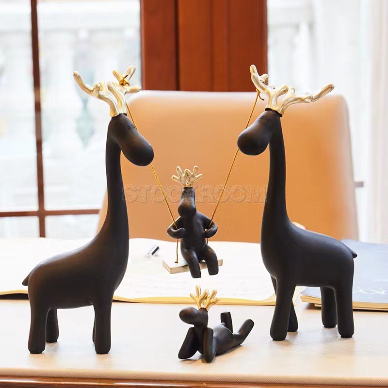 Golden Horn Deer Family Decoration