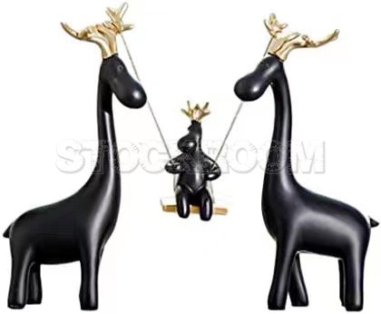 Golden Horn Deer Family Decoration