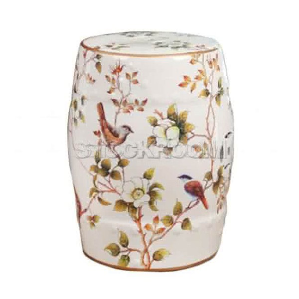 Pagoda Modern Chinese Painting Ceramic Drum Stool