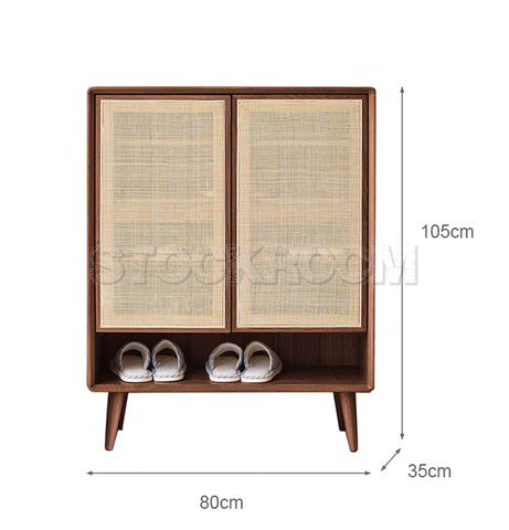 Grooves Rattan Storage Shoe Cabinet