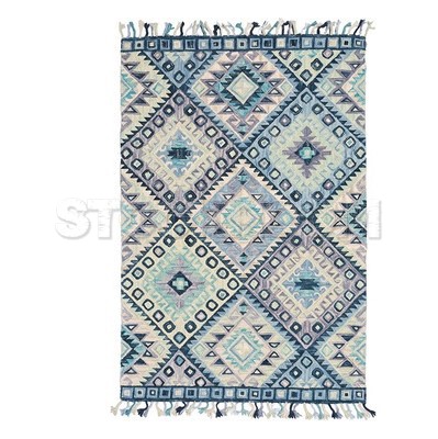 Hand Tufted Indian Style Rug Carpet - Blue