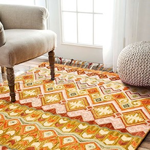 Hand Tufted Indian Style Rug Carpet - Orange