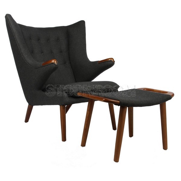 Hans Wegner Style Papa Bear Chair And Ottoman