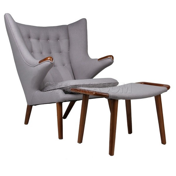 Hans Wegner Style Papa Bear Chair And Ottoman