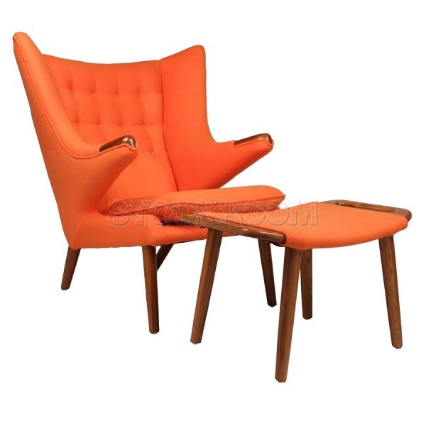 Hans Wegner Style Papa Bear Chair And Ottoman