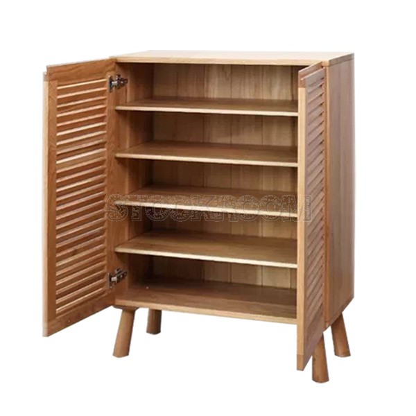 Hazelle Solid Oak Wood Shoe Rack/ Storage Cabinet