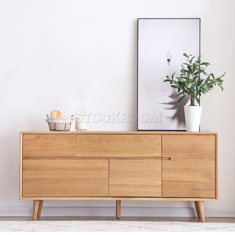 Hudson Solid Oak Wood Sideboard