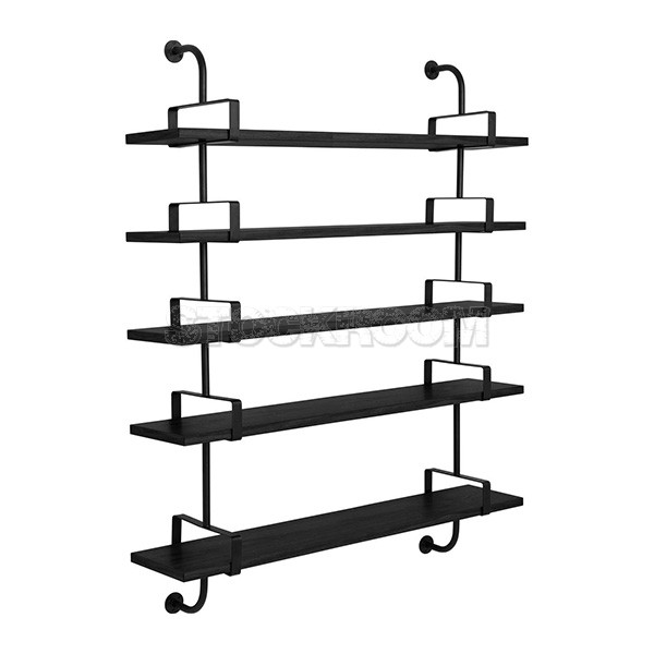 Hussein Industrial Solid Wood Wall Shelf