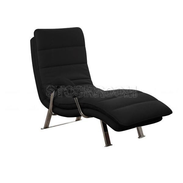 Illario Adjustable Leather Chaise Lounge Chair with Steel Frame