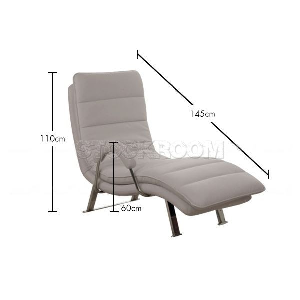 Illario Adjustable Leather Chaise Lounge Chair with Steel Frame