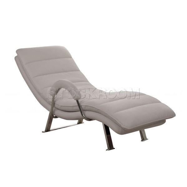 Illario Adjustable Leather Chaise Lounge Chair with Steel Frame