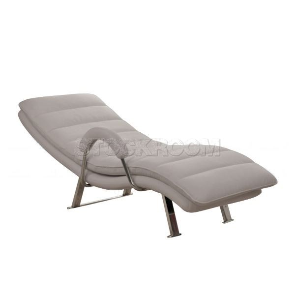 Illario Adjustable Leather Chaise Lounge Chair with Steel Frame