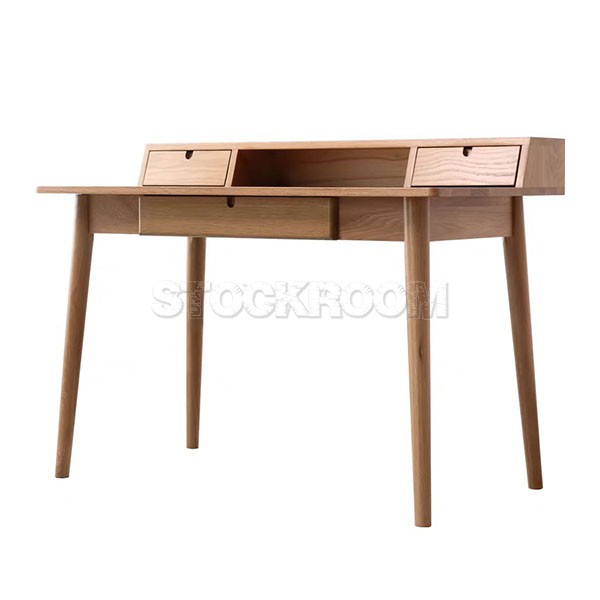Koonara Solid Oak Wood Working Desk with Drawers