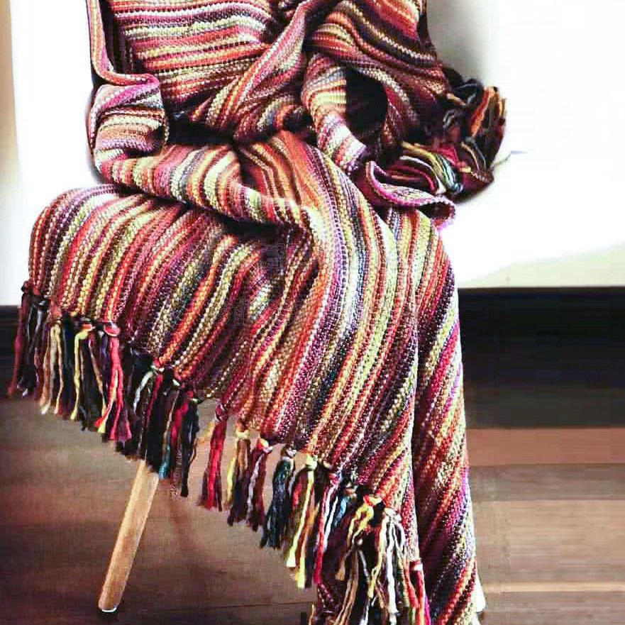 Abel Multi-Colored Stripe Woven Throw / Sofa Blanket