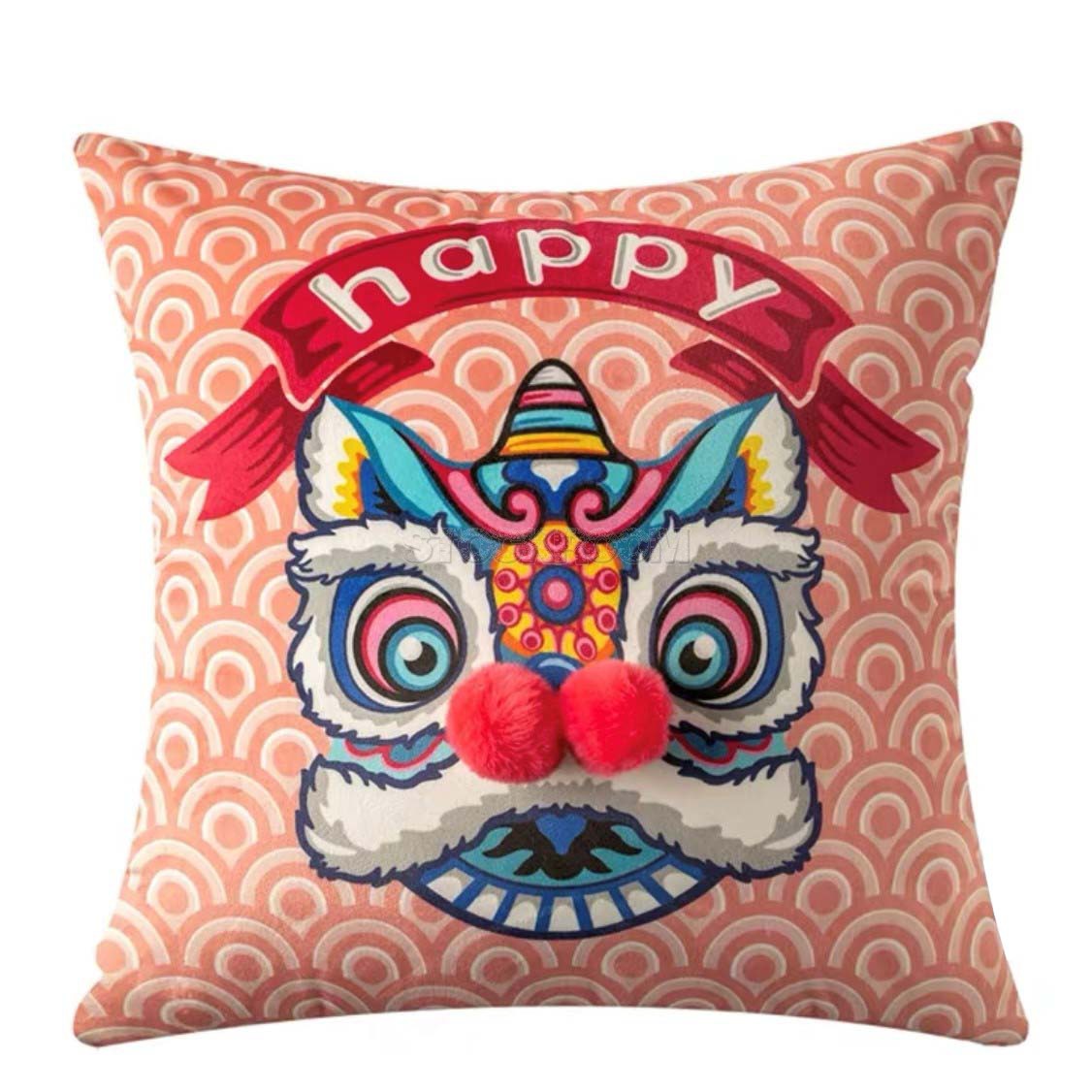 Chinese Style Lion 2 Decorative Cushion