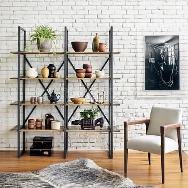 Isabelle Industrial Loft Reclaimed Solid Wood Bookshelves