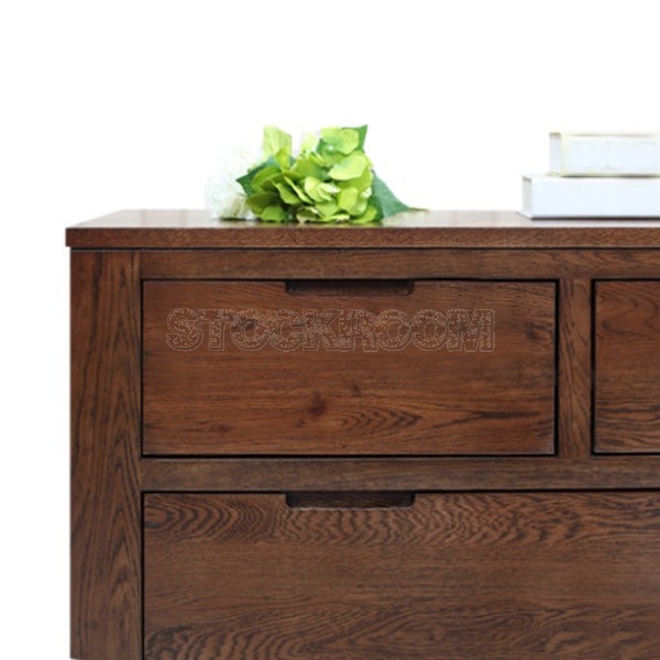 Kanata Solid Oak Wood 5 Drawers Storage Sideboard