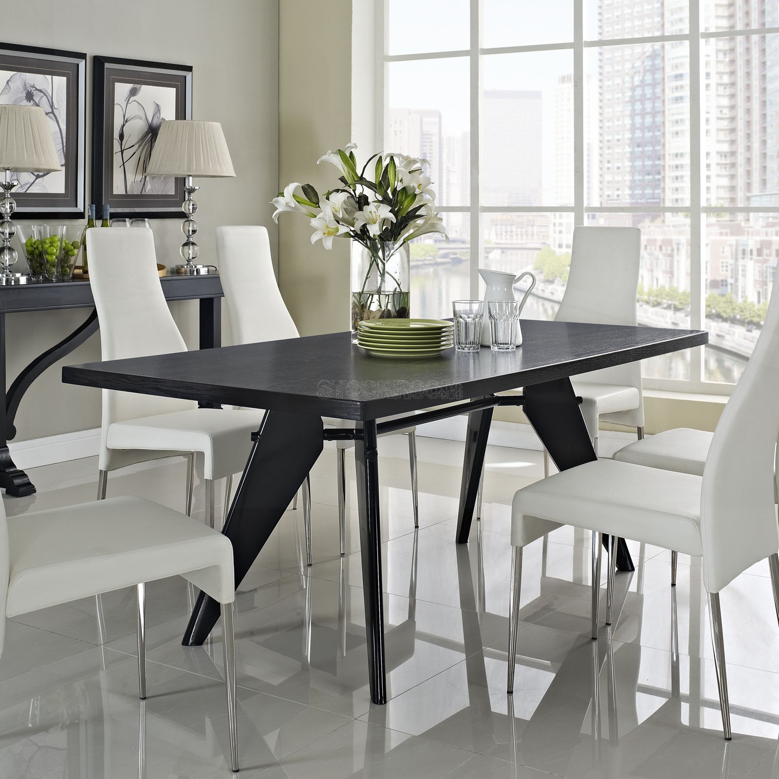 Jean Prouve Gueridon Em Style Dining Table - Black