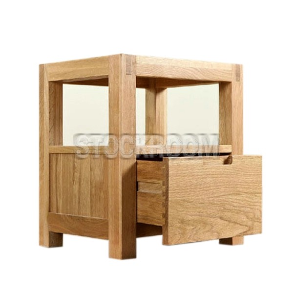 Jeremy Solid Oak Wood Bedside Table 