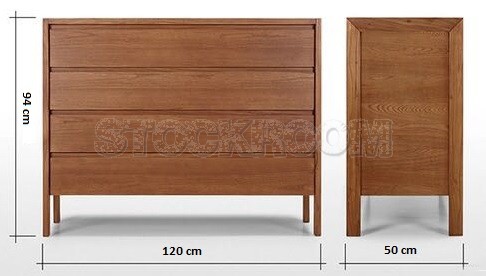 Jess Solid Oak Wood 4 Drawers Chest