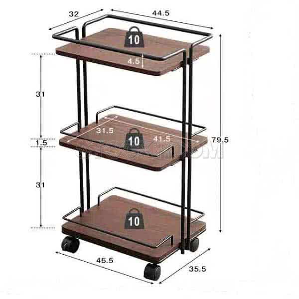 Josias Industrial Style Shelf Trolley with Wheels