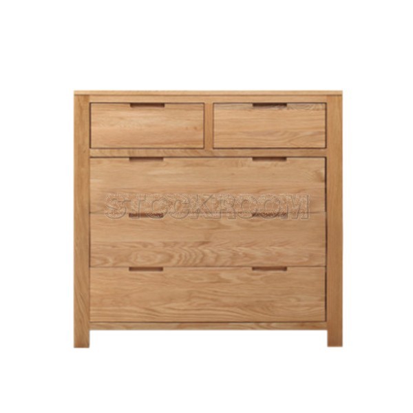 Kanata Solid Oak Wood 5 Drawers Storage Sideboard