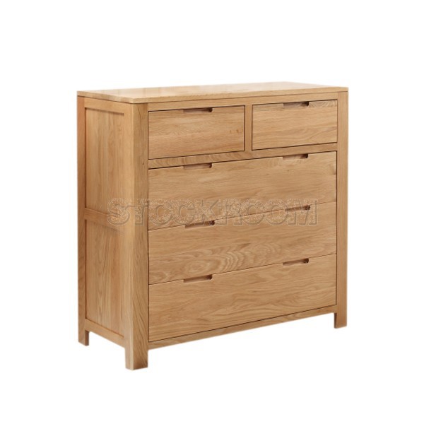 Kanata Solid Oak Wood 5 Drawers Storage Sideboard