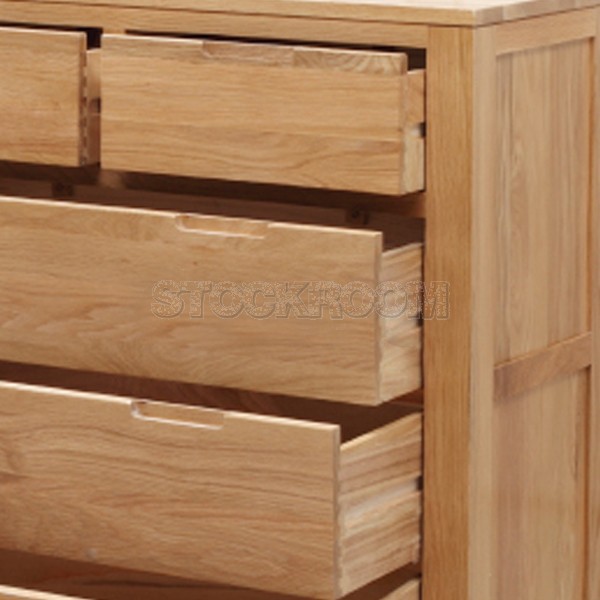 Kanata Solid Oak Wood 5 Drawers Storage Sideboard