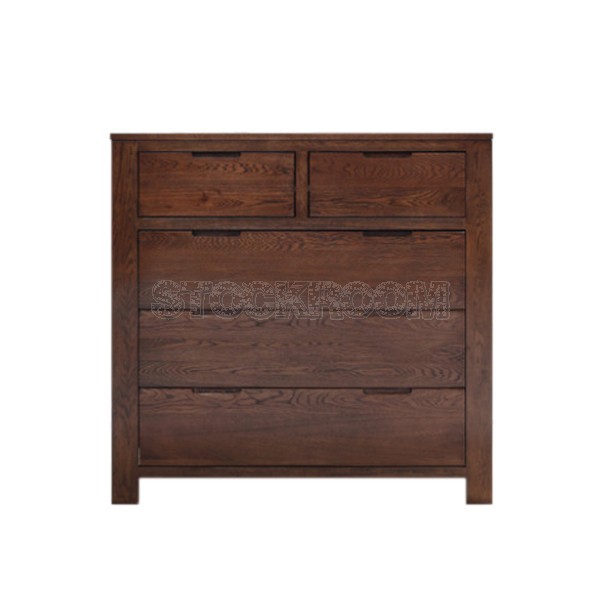 Kanata Solid Oak Wood 5 Drawers Storage Sideboard