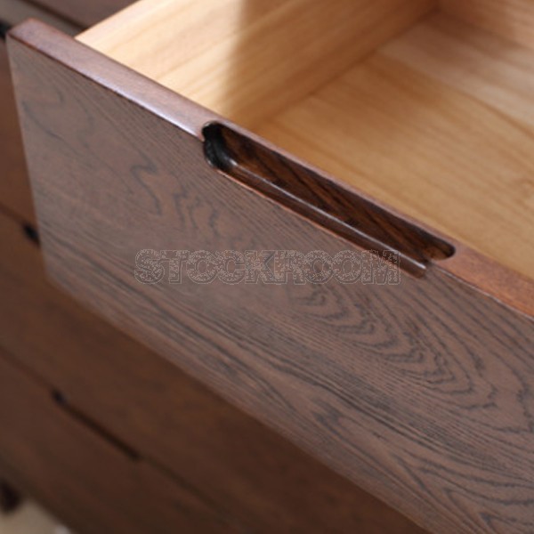 Kanata Solid Oak Wood 5 Drawers Storage Sideboard