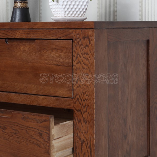 Kanata Solid Oak Wood 5 Drawers Storage Sideboard