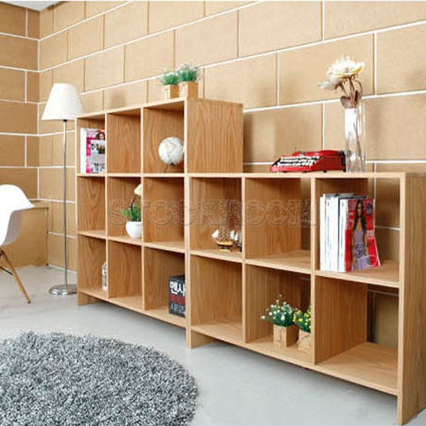 Kassiani Solid Oak Wood Bookshelves - 9 Units