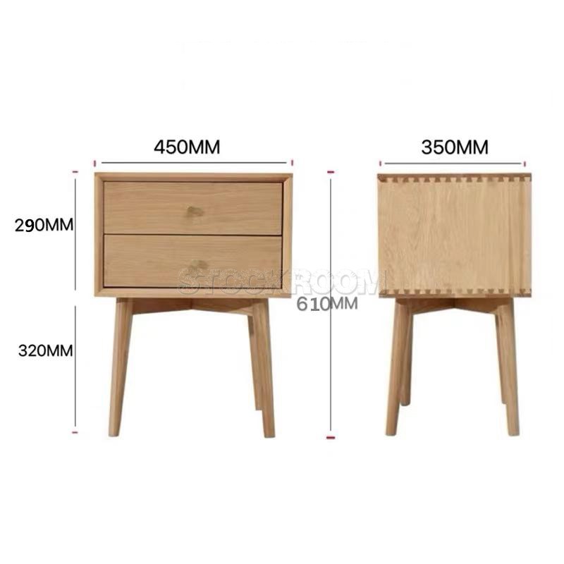 Lambert Solid Oak Wood Bedside Table & Night Stand