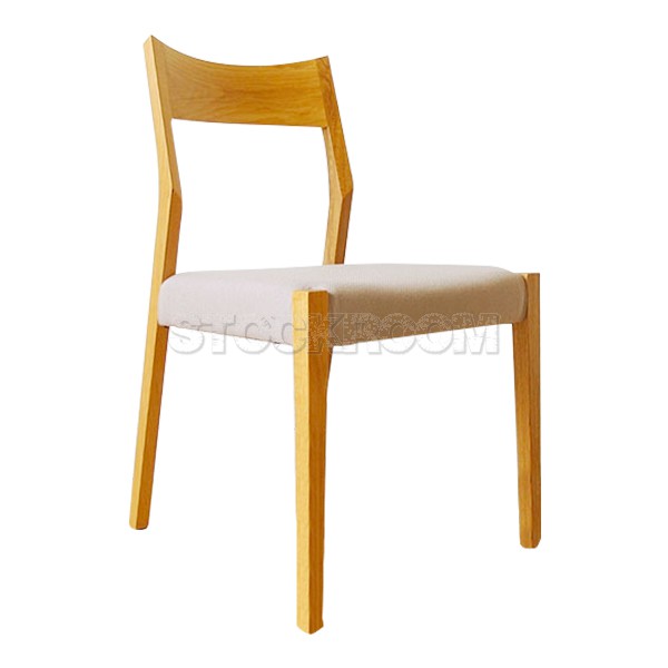 Laverni Solid Oak Wood Dining Chair - Upholstered