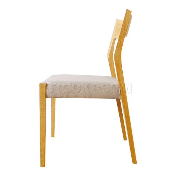 Laverni Solid Oak Wood Dining Chair - Upholstered