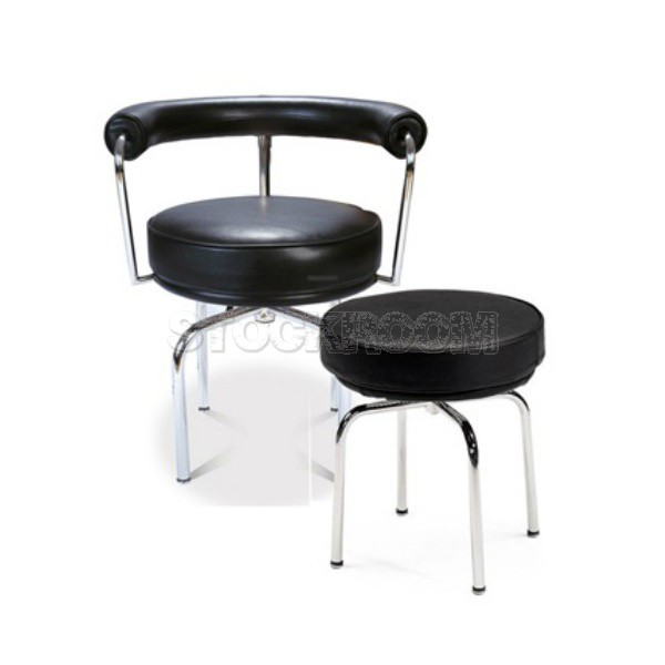 Le Corbusier LC8 Style Swivel Stool / Ottoman