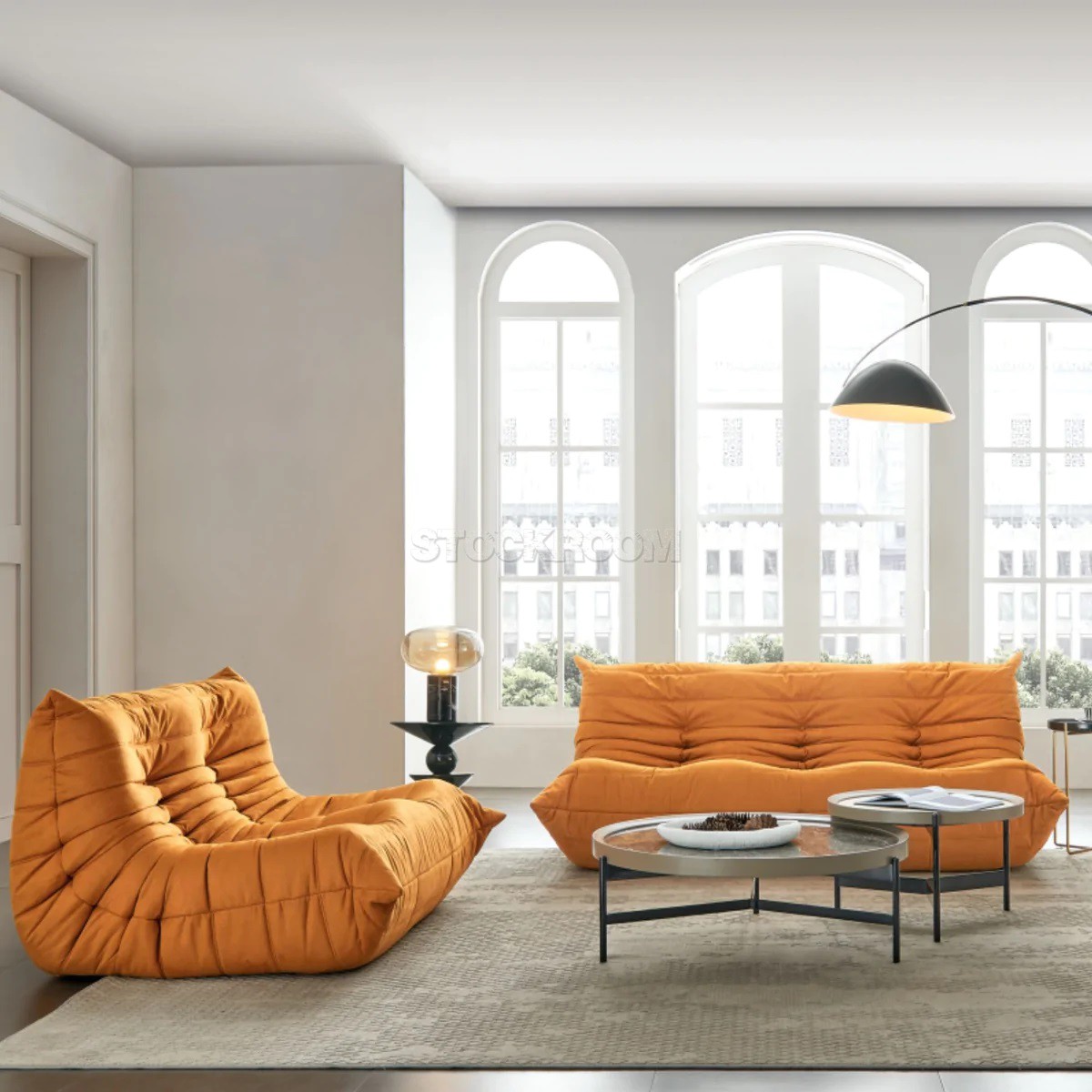 Lennox Caterpillar Style Velvet L Shape Sofa
