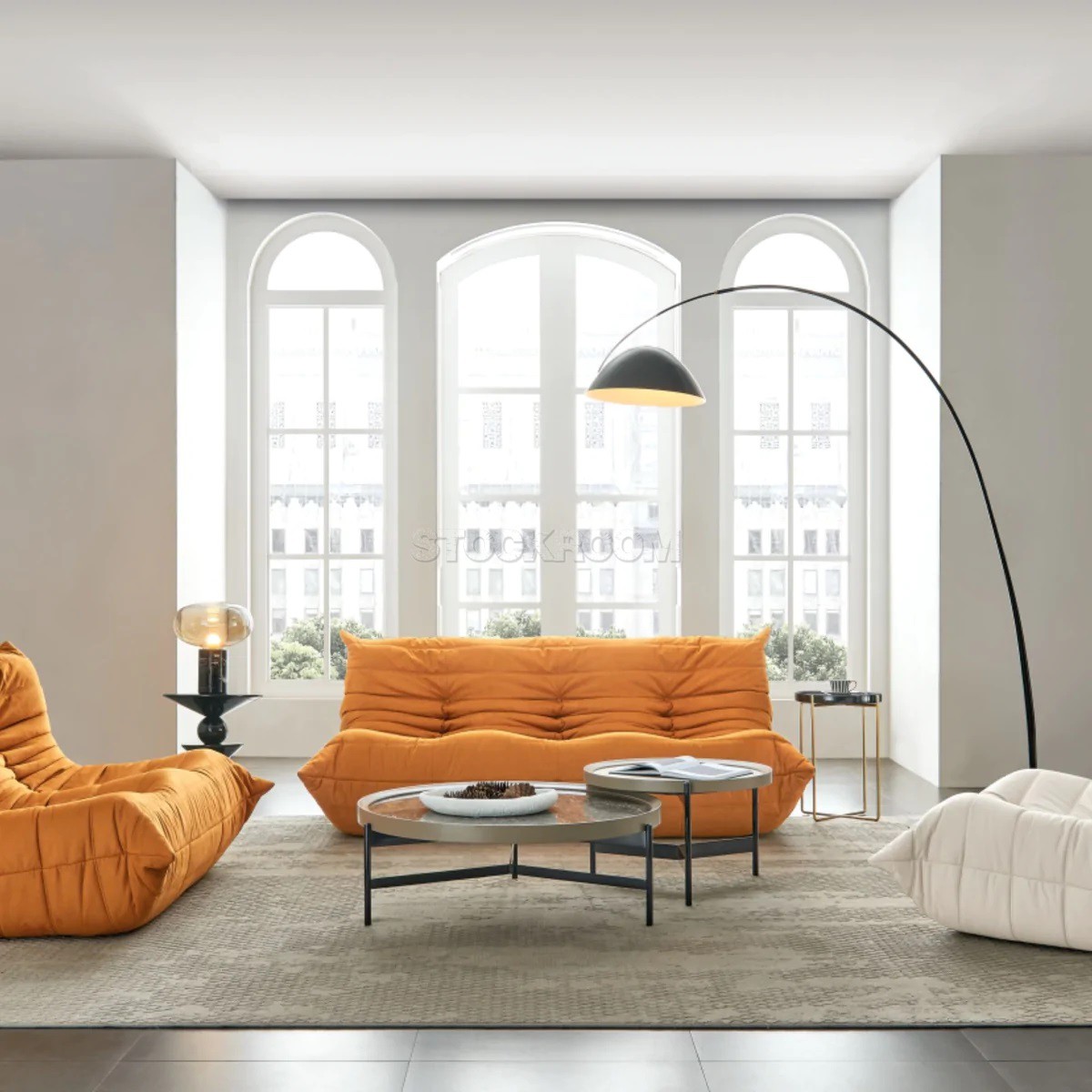 Lennox Caterpillar Style Velvet L Shape Sofa